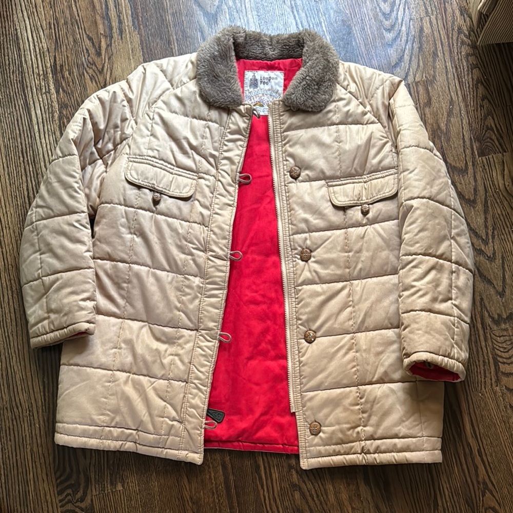Vintage London Fog Tan Jacket with Red Interior